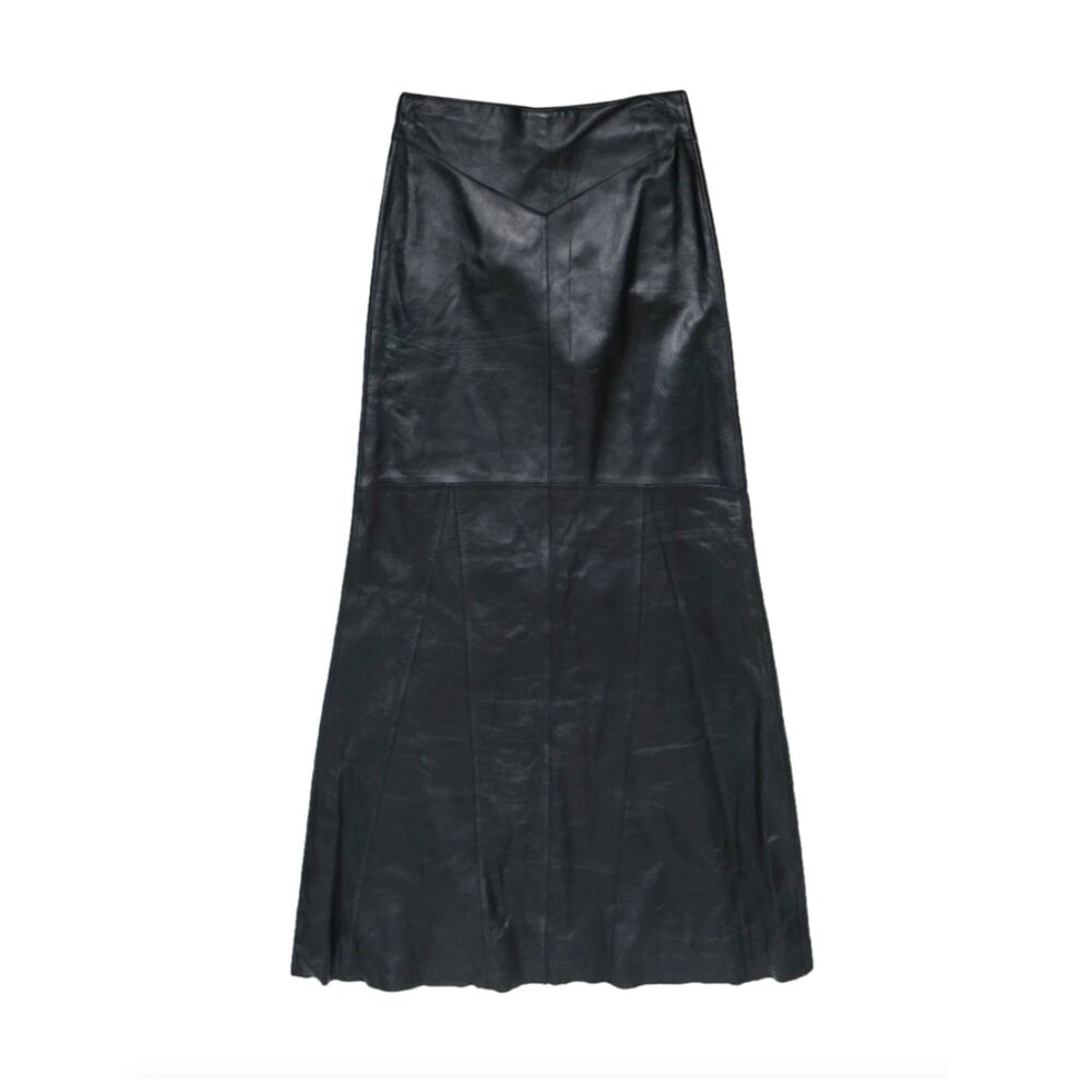 Leather A-line Black maxi skirt size 4